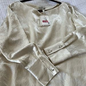 DESIGNER CO SILK BLOUSE NWT IVORY Large